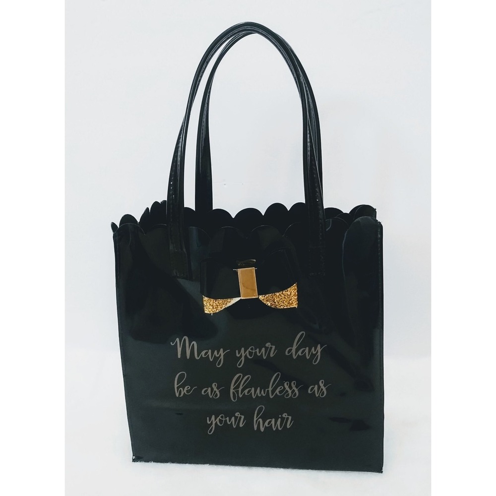 Black Tote, Bag, "may your day be as flawless as your hair"